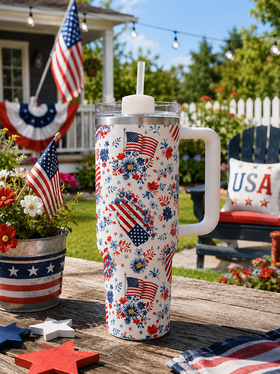 Americana Flower Hearts 40oz Tumbler
