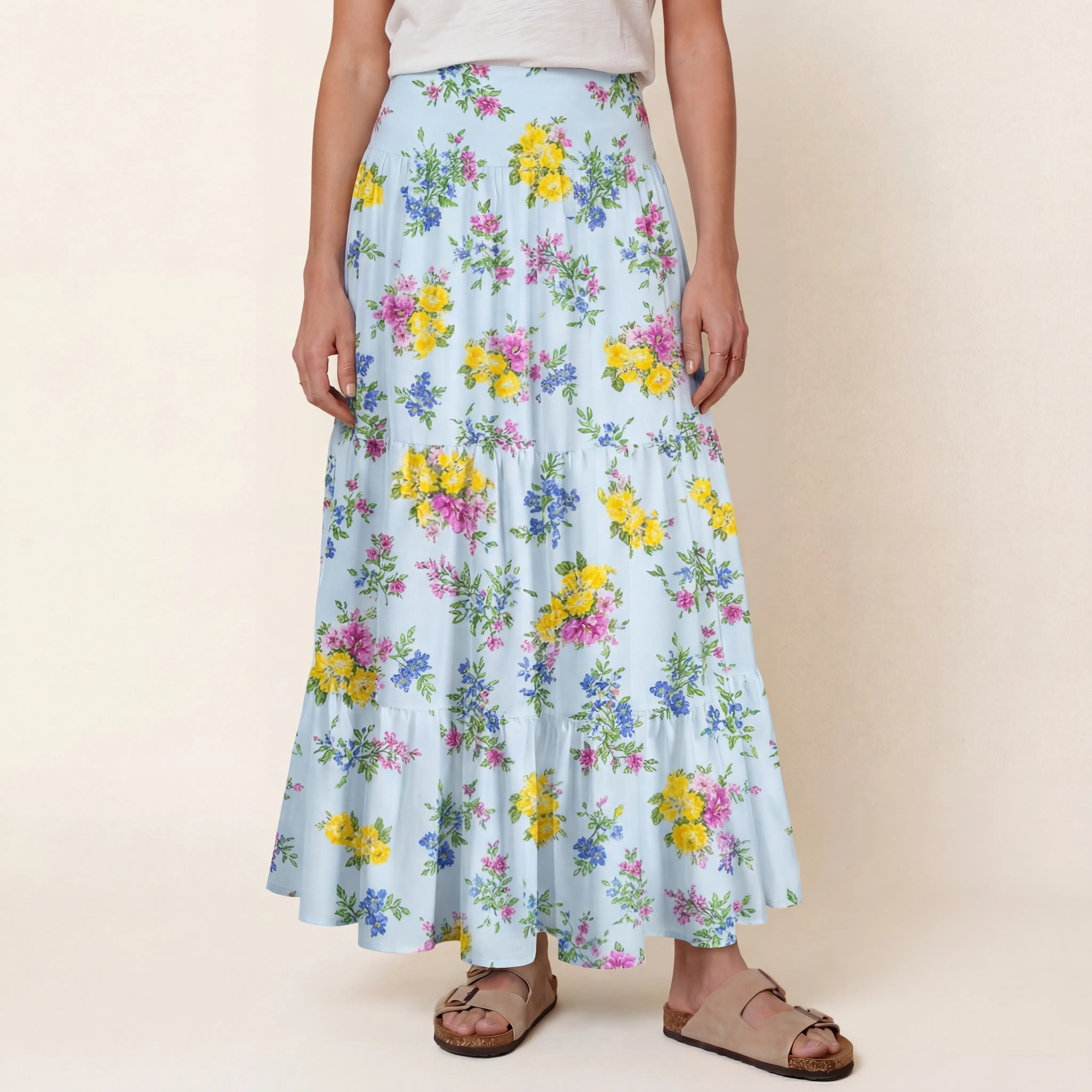 Blue Meadow Print Convertible Maxi Skirt & Strapless Dress