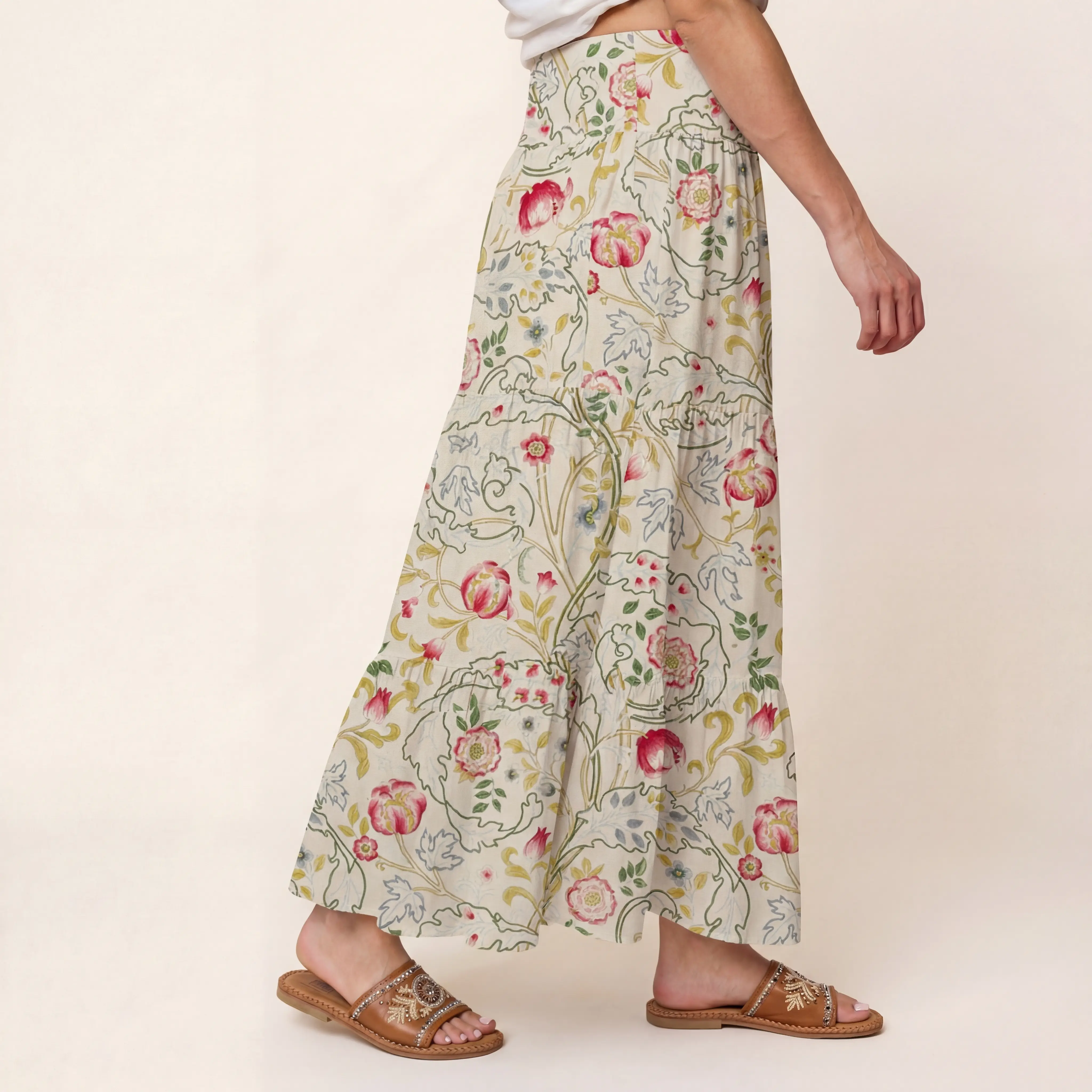 Peony Vine Garden Print Convertible Maxi Skirt & Strapless Dress