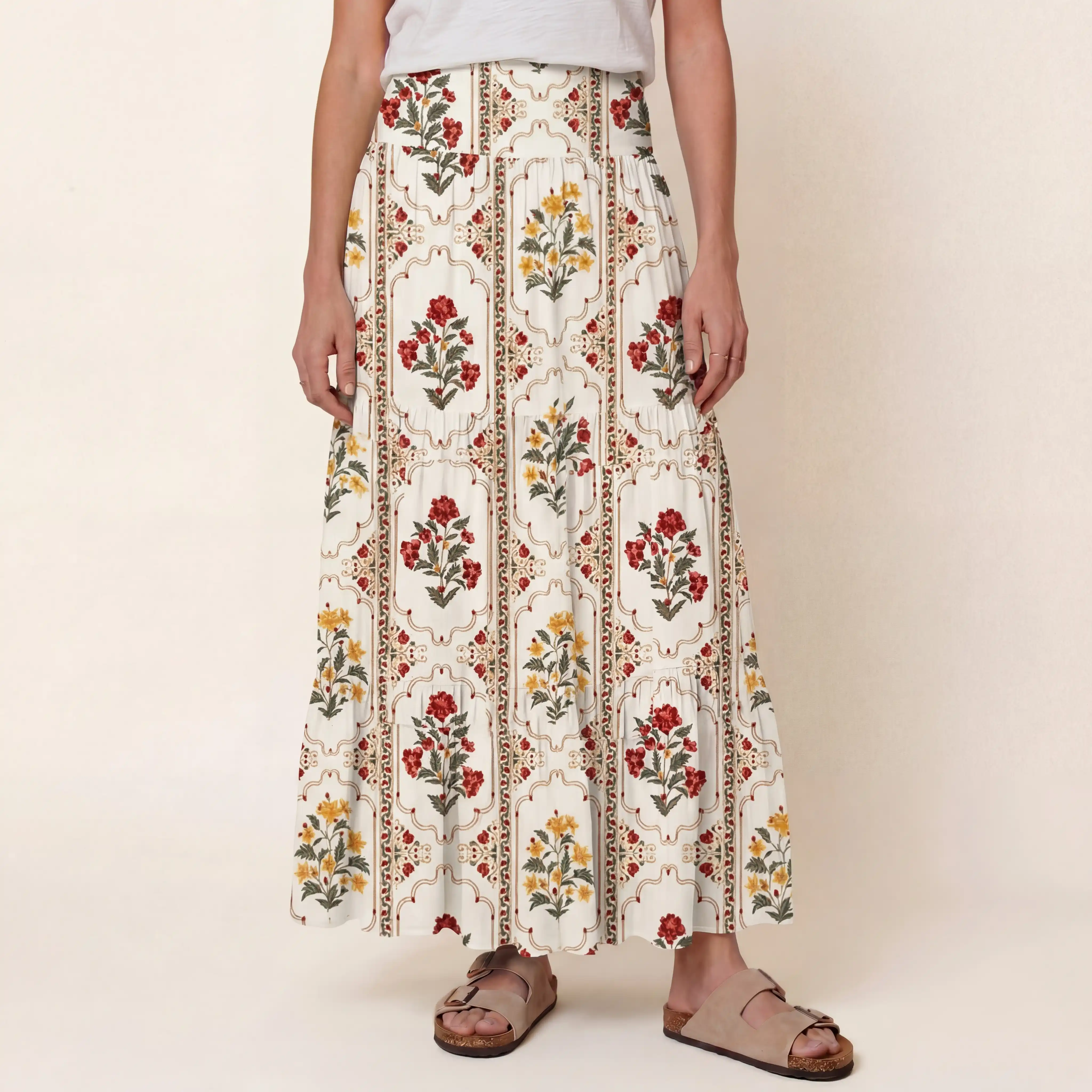Velvet Carnation Print Convertible Maxi Skirt & Strapless Dress